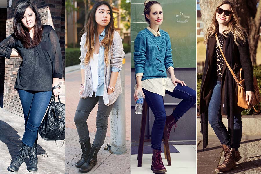 calça jeans e coturno feminino